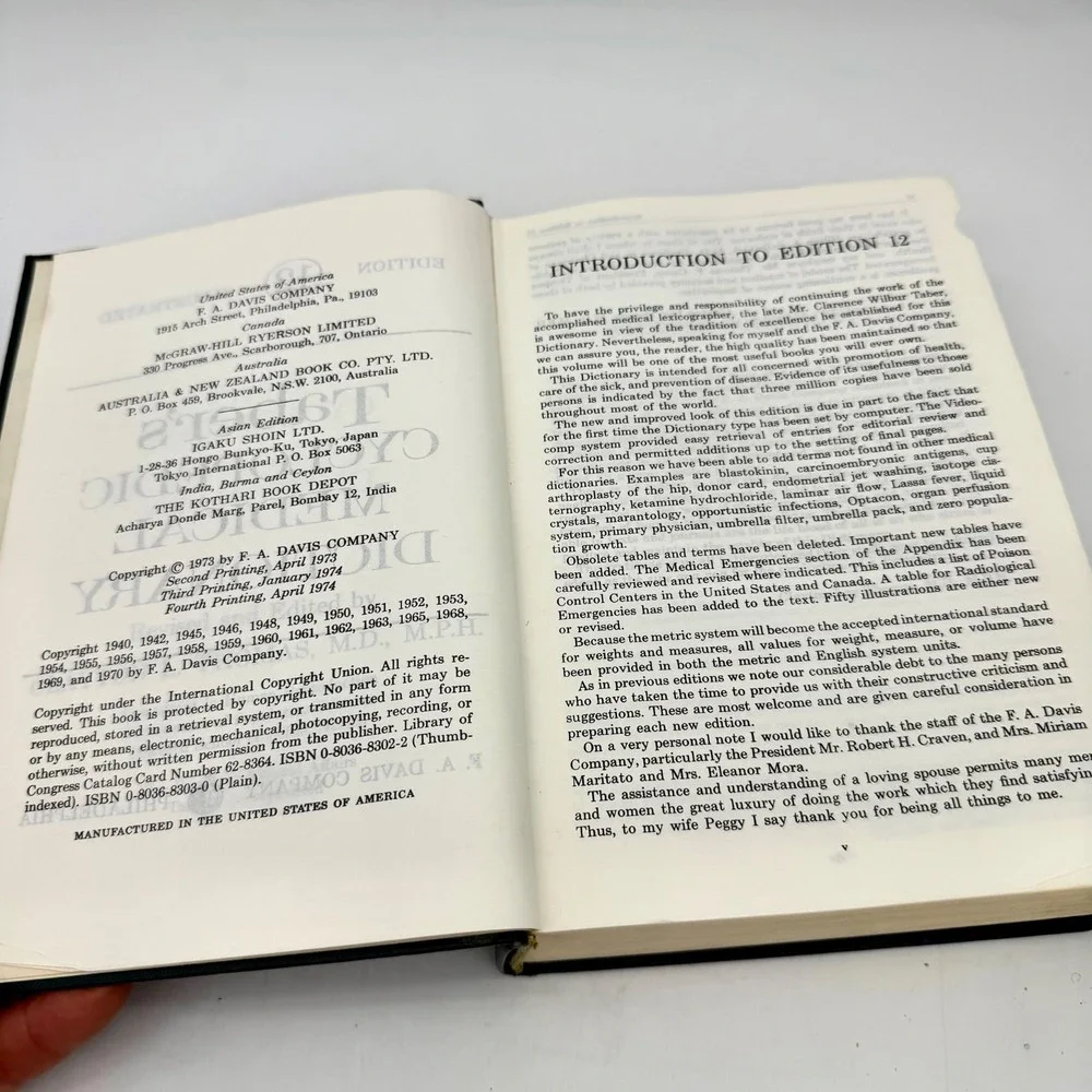 Tabers Cyclopedic Medical Dictionary 12th Edition Illustrated 1974 Thumb Indexed